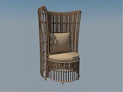 藤制座椅椅子SU模型