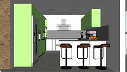 绿色厨房吊柜SU模型