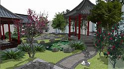 中式私人花园SU模型