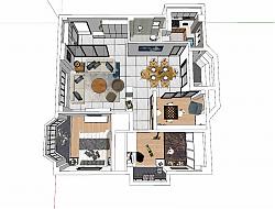 北欧现代家装室内空间su草图模型