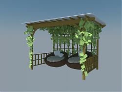 庭院凉棚架爬藤植物SU模型