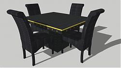 欧式麻将桌方桌SU模型