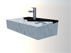 大理石洗手池台面SU模型