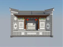 中式马头墙戏台SU模型