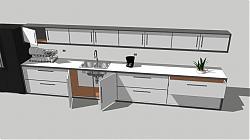 长形厨房橱柜厨具带水槽su模型