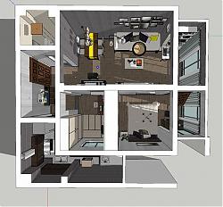 现代家装两居室室内空间su模型