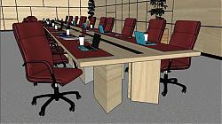 会议室空间会议桌椅SU模型