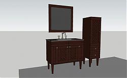 中式浴室柜家具SU模型