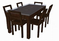 长方形6人餐桌椅餐桌椅SU模型