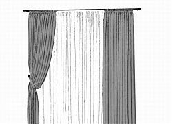 双层窗帘窗帘杆SU模型