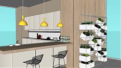 厨房吧台植物架SU模型