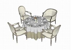 宴席餐桌椅家具SU模型