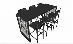 工业风格高脚桌桌椅SU模型