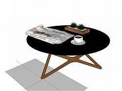 圆形咖啡桌休闲桌SU模型