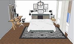 北欧卧室房间SU模型