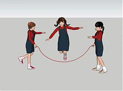 玩跳绳儿童SU模型