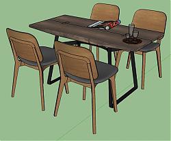 现代餐桌椅家具SU模型