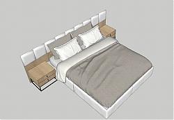 现代床铺双人床SU模型