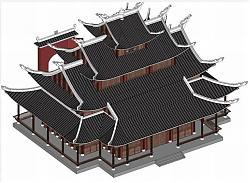 中式古建寺庙SU模型