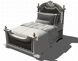 欧式单人床床铺SU模型