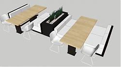 餐厅卡座桌椅SU模型