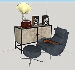 边桌柜-留声机-沙发凳-音响su模型库网站