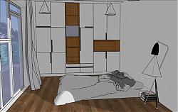 卧室房间-床铺-柜子-落地灯su模型的网站