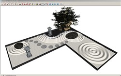 日式枯山水景观的sketchup模型