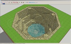 阶梯式八角形景观水池的sketchup模型