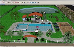 欧式泳池庭院的sketchup模型