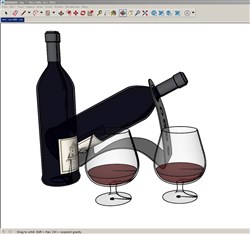 红酒瓶葡萄酒杯的sketchup模型