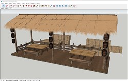 乡村风格茅草茶棚的sketchup模型