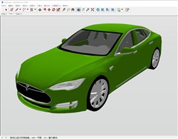 绿色特斯拉汽车的sketchup模型