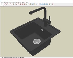 简洁单盆水槽的sketchup模型