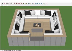下沉式篝火户外沙发的sketchup模型