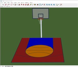半场篮球场的sketchup模型