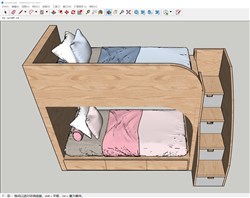 孩子双层床上下铺的sketchup模型