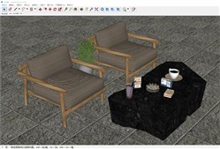 茶几木座椅的sketchup模型