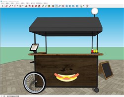 热狗烤肠摊位的sketchup模型