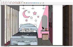 粉色儿童房女儿房的sketchup模型