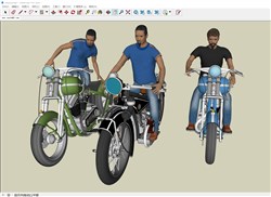 骑摩托车人物的sketchup模型
