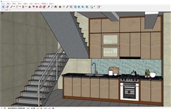 楼梯下的厨房空间sketchup模型