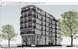 五层的酒店建筑的sketchup模型