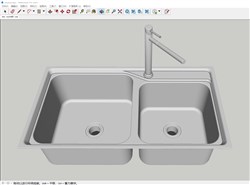双盆水槽洗菜池的sketchup模型