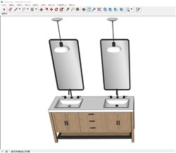 双浴室柜洗簌台的sketchup模型