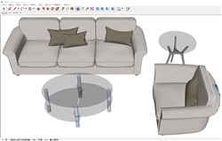沙发和玻璃茶几的sketchup模型