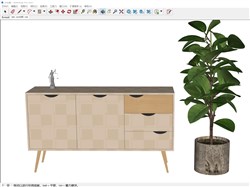 边柜盆栽的sketchup模型