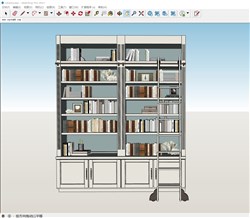 带爬梯的书柜书架sketchup模型