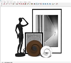 抽象人摆件和装饰画的sketchup模型