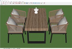 户外餐桌椅的sketchup模型